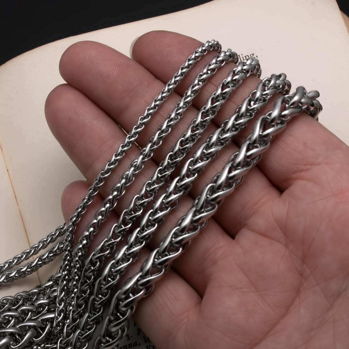 7mm Wheat 316L Stainless Steel Chain Norse American Viking
