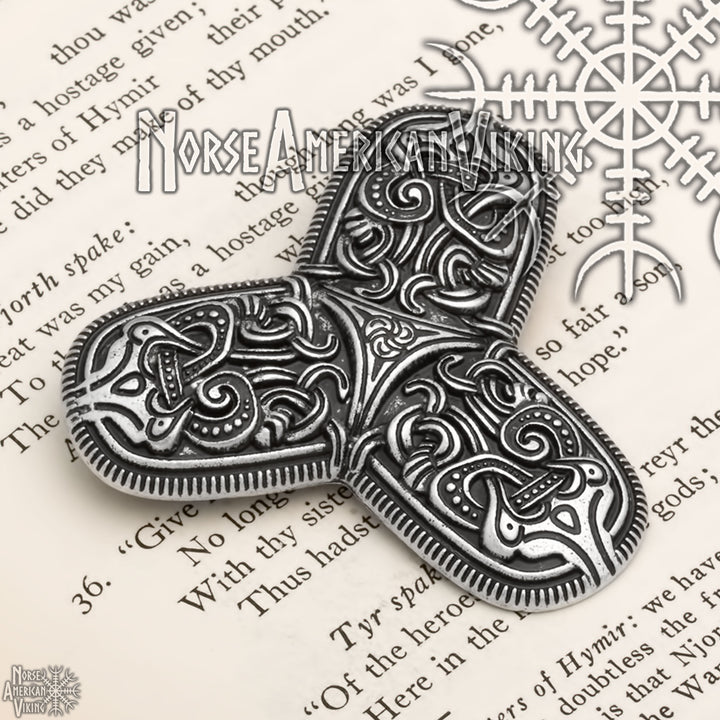 Viking Broa Raven Triskele Tri-Point Brooch